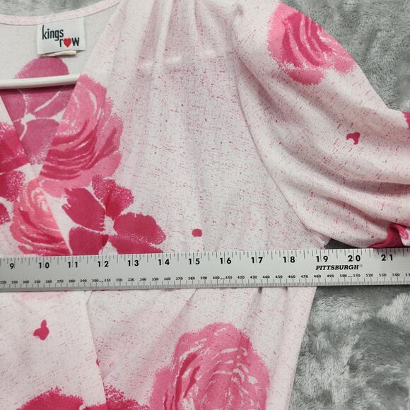 Vintage 80s Kings Row Dress Womens 11/12 Pink Floral Belted Peplum Short Sleeves - Picture 9 of 12